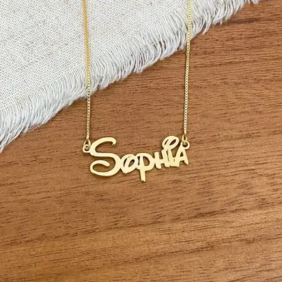 GARGANTILHA NOME PERSONALIZADO FONTE DISNEY DOURADO